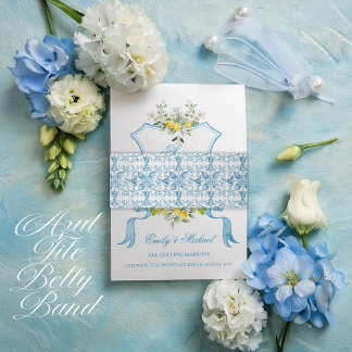 Mediterranean Wedding Invitation Azul Tile Invitation Belly Band