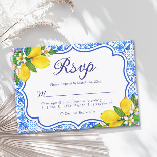 Mediterranean Wedding Style with Italian Tiles RSVP Card