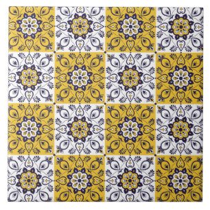Mediterranean Yellow & Blue Floral Tile