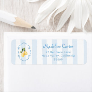 Mediterranean Yellow Lemon Blue Bows Address Return Address Label