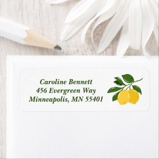 Mediterranean Yellow Lemon Branch Return Address Label