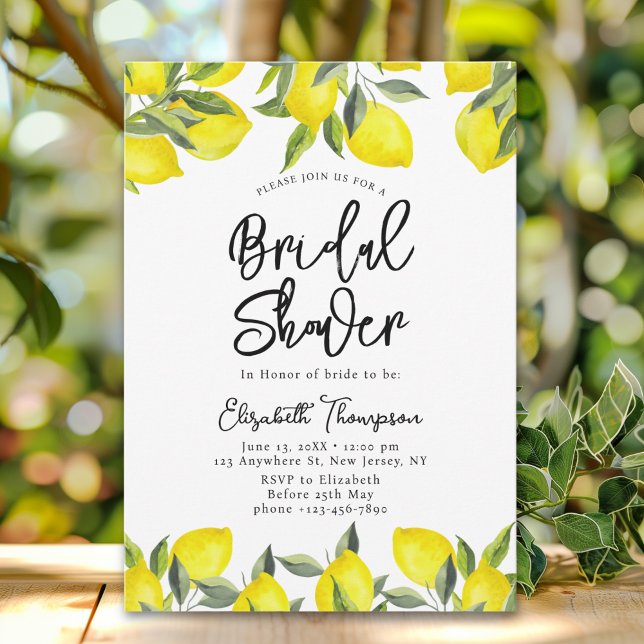 Mediterranean Yellow Lemon Bridal shower Invitation (Creator Uploaded)