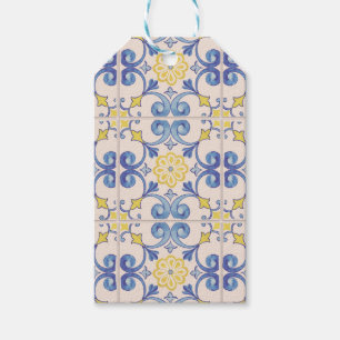 Mediterranean Yellow White Blue Tiles  Gift Tags