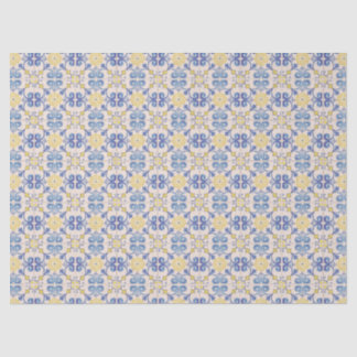Mediterranean Yellow White Blue Tiles  Tissue Paper