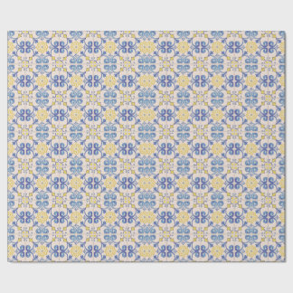Mediterranean Yellow White Blue Tiles  Wrapping Paper
