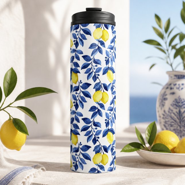 Mediterrenean Citrus Lemon pattern Thermal Tumbler (Creator Uploaded)
