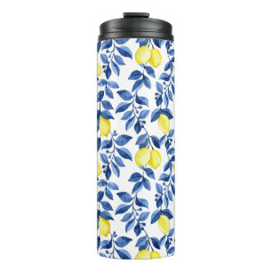 Mediterrenean Citrus Lemon pattern Thermal Tumbler