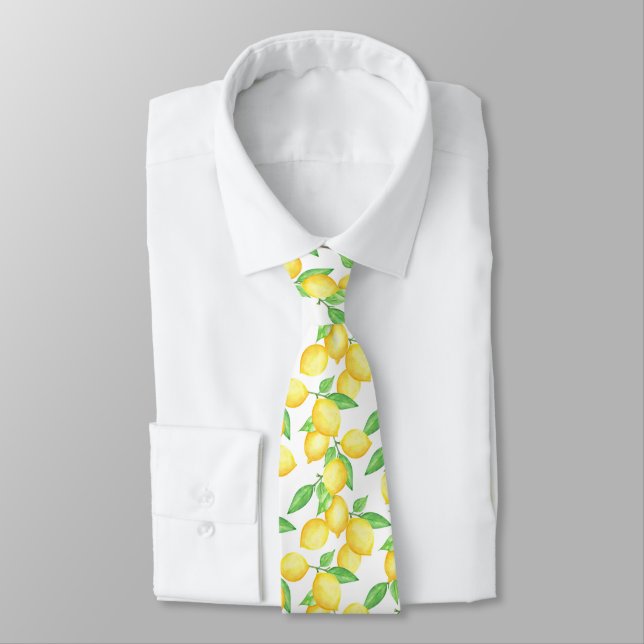 Mediterrenean Citrus Lemon pattern Tie (Tied)