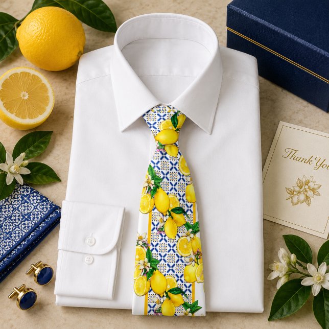 Mediterrenean Citrus Lemon pattern Tie (Creator Uploaded)