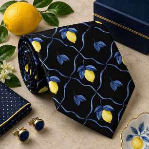 Mediterrenean Citrus Lemon pattern Tie