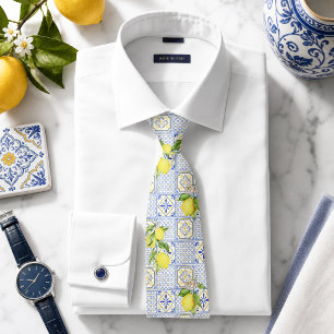 Mediterrenean Citrus Lemon pattern Tie