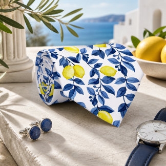 Mediterrenean Citrus Lemon pattern Tie
