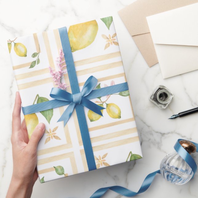 Mediterrenean Citrus Lemon pattern Wrapping Paper (Gifting)