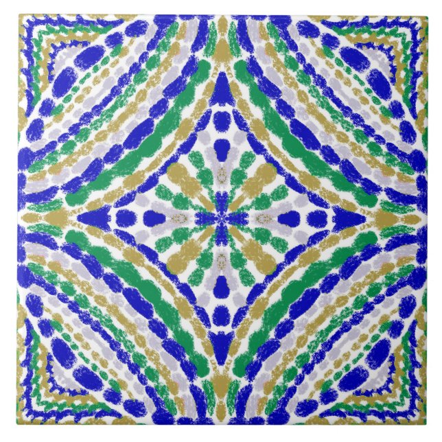 Meditteranean Multicolor Mosaics Hand Painted Ceramic Tile (Front)
