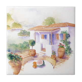 Meditteranean villa small square tile