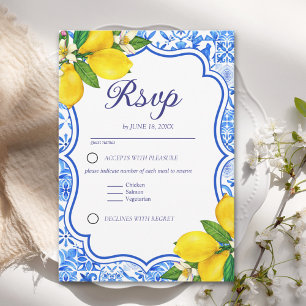 Meditterranean Wedding with italian Tiles RSVP Card