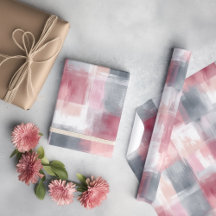 Medium Abstract Gingham Pink and Grey