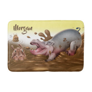 Medium bath mat Muddy Hippos