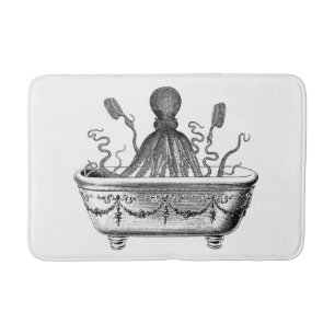 Medium Bath Mat with vintage octopus