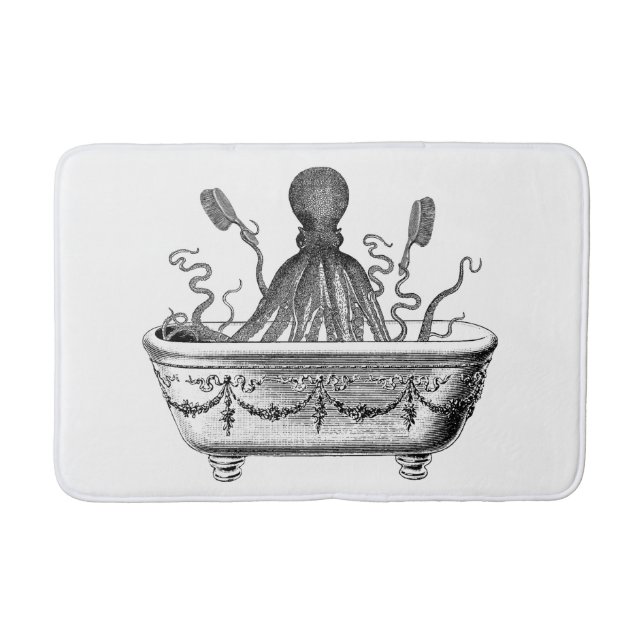 Medium Bath Mat with vintage octopus (Front)