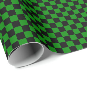Medium Black and Green Checks Wrapping Paper