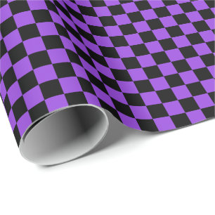 Medium Black and Purple Checks Wrapping Paper