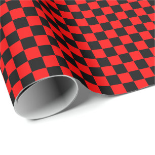 Medium Black and Red Checks Wrapping Paper