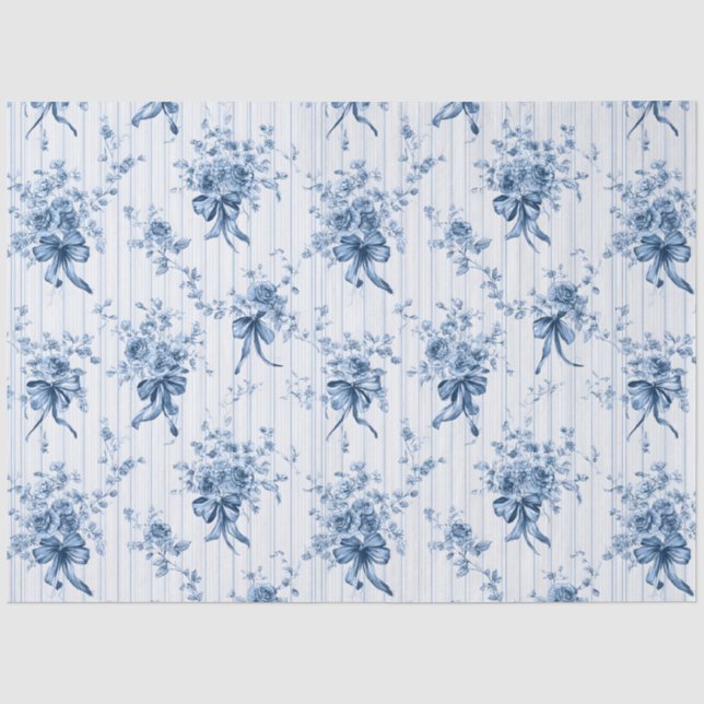 Medium Blue and White Coquette  Tissue Paper (Front)