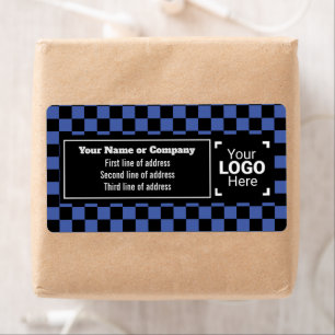 Medium Blue & Black Squares Checked Small Business