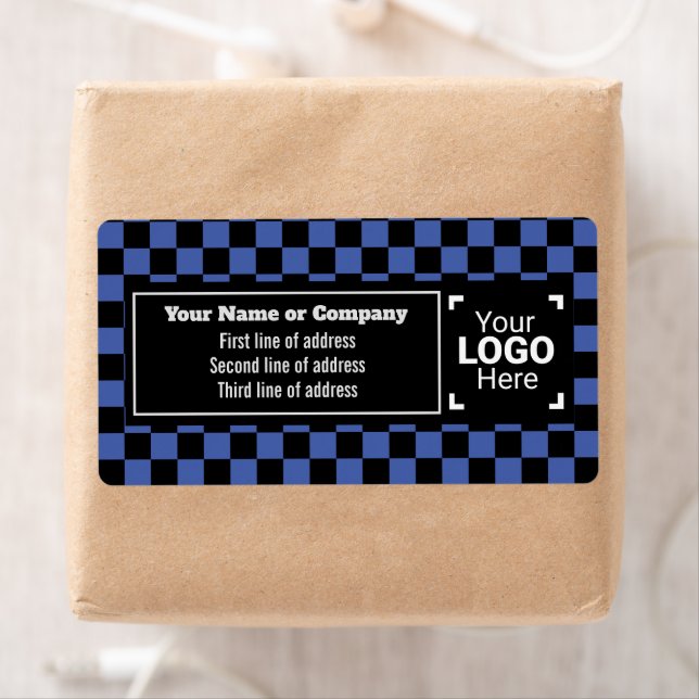 Medium Blue & Black Squares Checked Small Business (Insitu)
