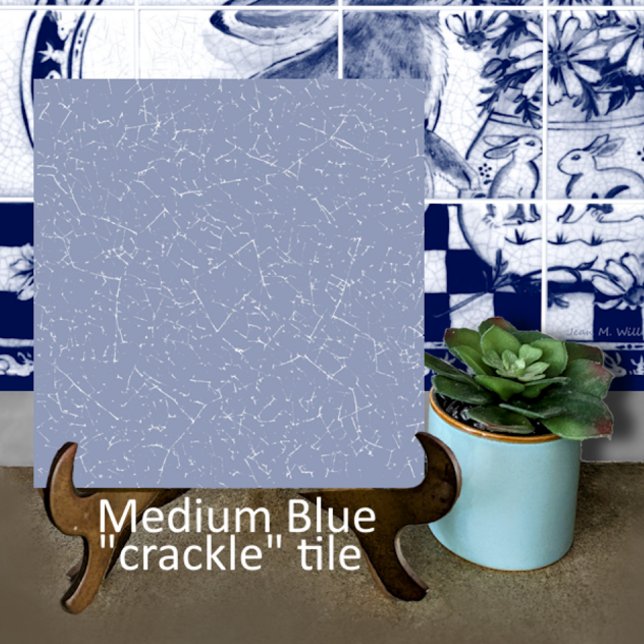 Medium Blue Crackle Glaze Decorator Dedham Delft Ceramic Tile (Creator Uploaded)