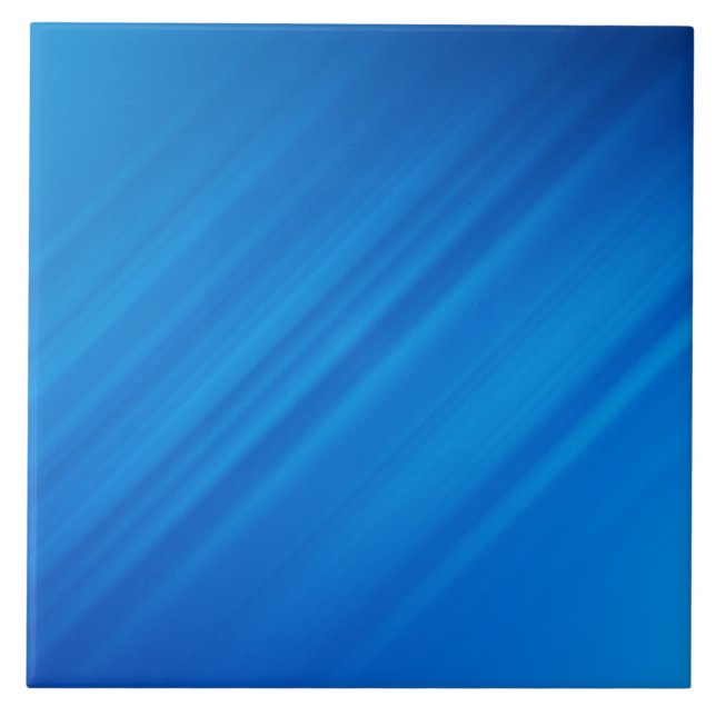 Medium Blue Diagonal Lines Ceramic Tile (Front)
