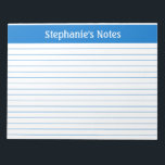 Medium Blue Lined 11 x 8.5 Landscape Personalised Notepad<br><div class="desc">Medium Blue Lined 11 x 8.5 Landscape Personalised Notepad These customisable notepads are simple for every day use or sending a formal note to someone from your home office or desk. You can also choose a variety of colours from our shop for your home office needs. Personalise these notepads with...</div>