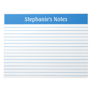 Medium Blue Lined 11 x 8.5 Landscape Personalised Notepad