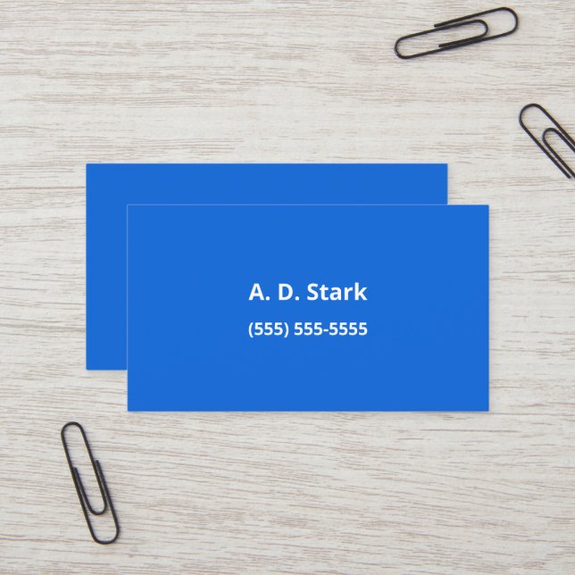 Medium Blue Minimalist Business Cards (Front/Back In Situ)