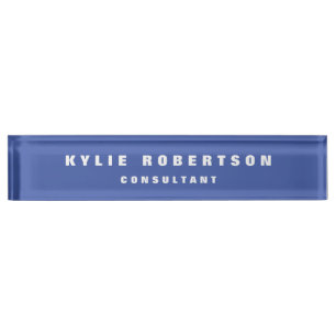 Medium Blue Professional Trendy Modern Nameplate