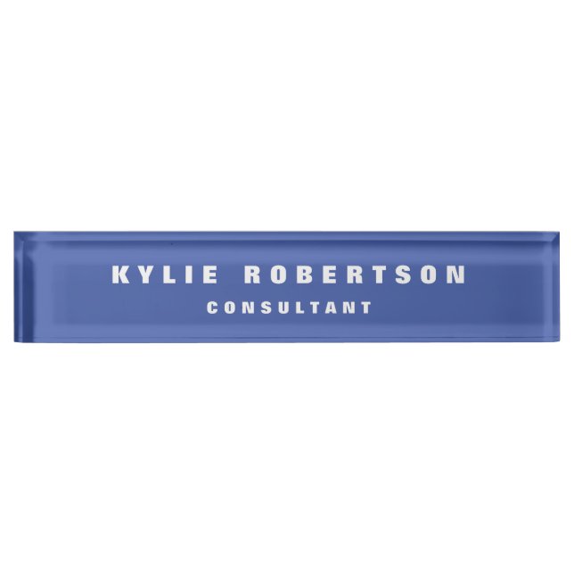Medium Blue Professional Trendy Modern Nameplate (Front)