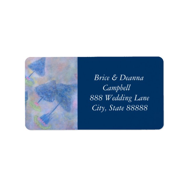 Medium Blue Trees Wedding Address Labels (Front)