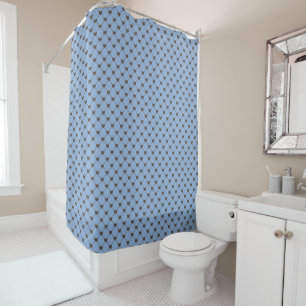 MEDIUM BLUE WITH TINY BROWN HEARTS SHOWER CURTAIN