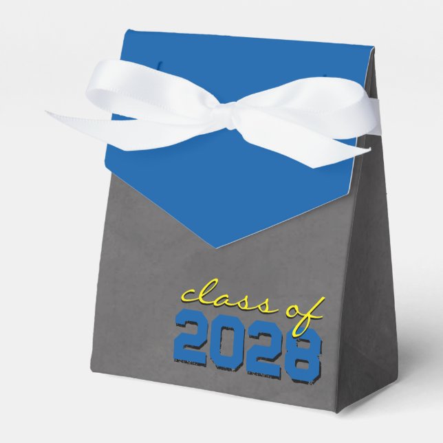 Medium Blue & Yellow Chalkboard Grad Gift Boxes (Front Side)