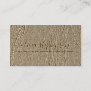 Medium Camel Taupe Faux Leather Minimalist Business Card