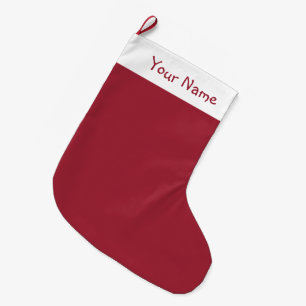 Medium Cardinal Red Solid Colour - with Name in Re Large Christmas Stocking