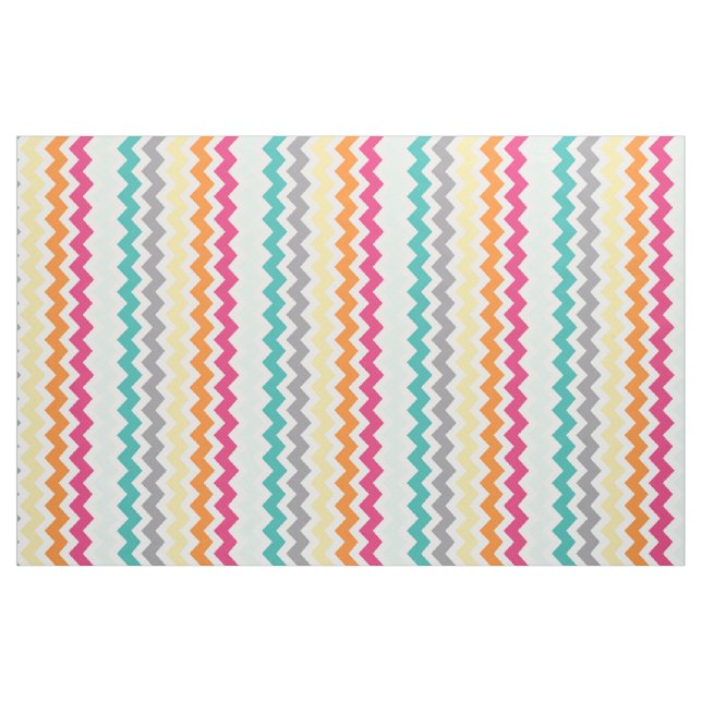 Medium Chevron Pink Orange Yellow Teal Fabric (Yard)
