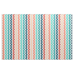Medium Chevron Stripes Blue Coral Teal Fabric