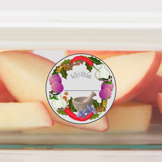 Medium Circle Waterproof Label with Vegetables (Affixed)