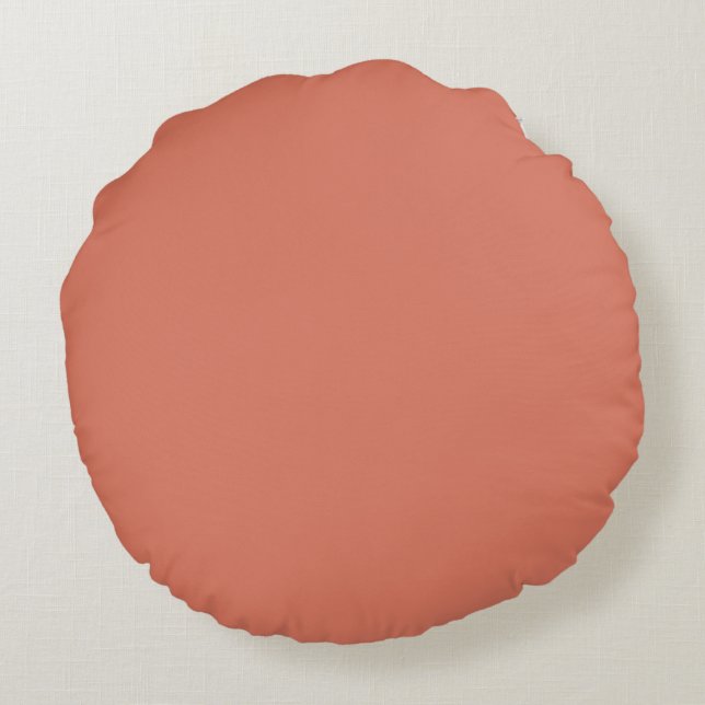 Medium Coral Pink Solid Colour Pairs SW 6620 Round Cushion (Back)