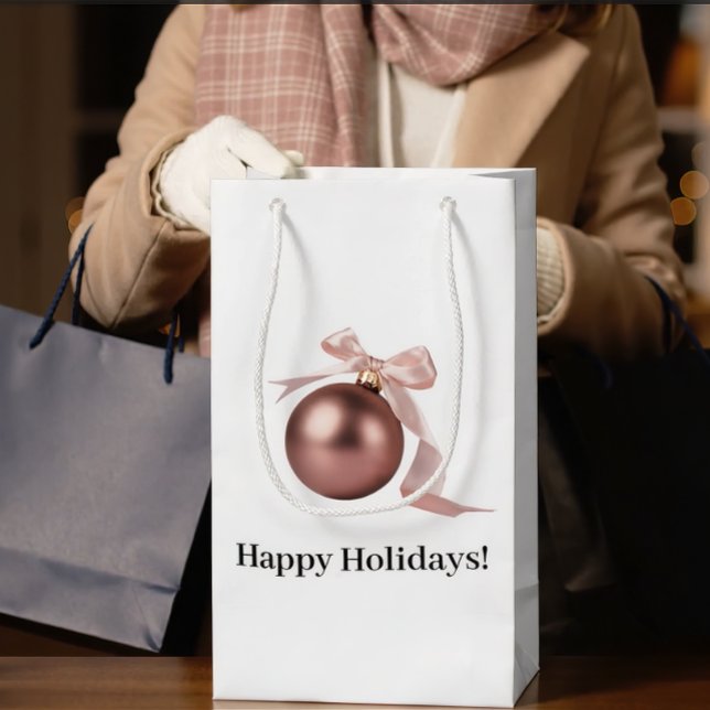MEDIUM DUSTY ROSE HOLIDAY ORNAMENT GIFT BAG (Make gifting effortless! Aesthetic packaging for your perfect holiday unboxing.)