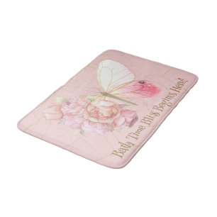 Medium Flower Butterfly Memory Foam Bath Mat