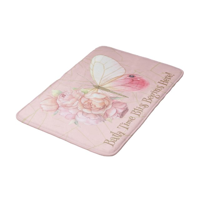 Medium Flower Butterfly Memory Foam Bath Mat (Angled)