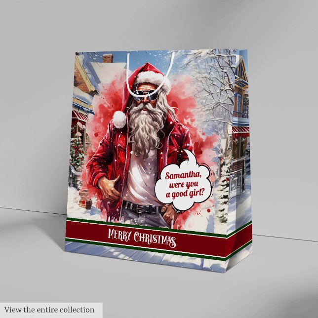 Medium Gift Bag Cool Santa Christmas Organiser (Medium Gift Bag Cool Santa Christmas Organizer)